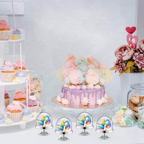 Tessco for you 48 Pcs Plastic Mini Cake Stand with Dome Lid,Silver - Image 5