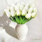 White Artificial Tulips for Vase, 48 Stems Faux Flowers for Wedding Centerpieces, White Tulip Bouquet for Bridal Shower & Reception, DIY Floral Arrangements, Home Decor - Image 7
