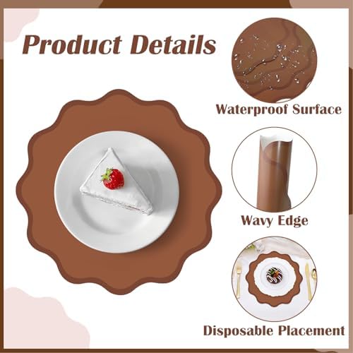 100 Pcs Brown Cardstock Paper Placemats, Disposable Waterproof Place Mats - Image 3