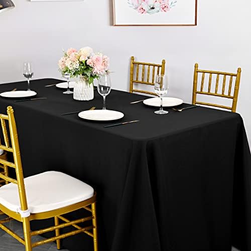 6 Pack Tablecloth 90 x 132 inch Polyester Table Cloth for 6 Foot Rectangle Tables,Stain and Wrinkle Resistant Washable Fabric Table Covers Polyester Black Table Clothes for Wedding,Party,Banquet - Image 5