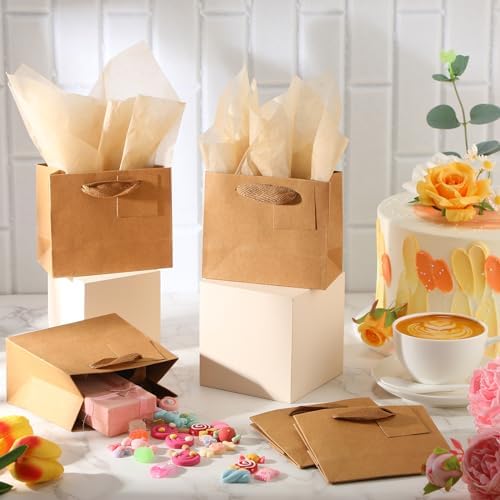 Zhanmai 100 Pcs Mini Gift Bags Bulk, Brown - Image 7