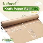 PerkHomy 30" x 2,400" (200') Brown Kraft Paper Roll for Craft Bulletin Board Paper Art Table Covering Crafting Gift Wrapping Bouquet Packing Parcel 70GSM 50LB (Brown, 30" x 200') - Image 2