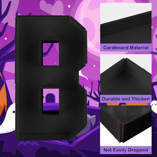 BOO Cardboard Letters for Halloween Party Decorations, 13.7 Inch Charcuterie Letters Fillable Black Paper Mache Letter Trays for Chocolate Candy Food Display Letter Box for Halloween Party Decorations - Image 4