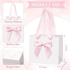 Kolldenn 50 Pcs Small Gift Bags Bulk with Bow Ribbon Handles, White Pink - Image 3