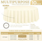 Showgeous 120 Inch Beige Round Tablecloths, Polyester Table Covers - Image 2