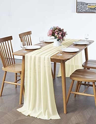 Pufogu 5 Pack 10Ft Light Yellow Chiffon Table Runner Sheer 29x120 Inch - Image 5