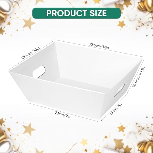 AFOROEOA 6PACK Baskets For Gifts Empty, 10x12”Thick White Gift Basket with 6 Bows 6 Bags Empty Gift Baskets for Christmas, Valentine’s Day, Easter, Birthdays, Valentine’s Day Wrapping Gift - Image 2
