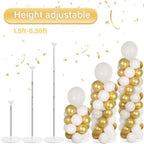 2 Sets Adjustable Balloon Column Stand Kit with Bases（ Sand White Gold） - Image 4
