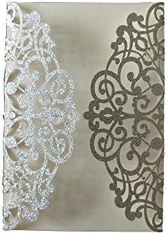 100pcs Silver Glitter Wedding Invitations Cards Covers,7"x4.9" - Image 2