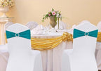 50 Pack Spandex Turquoise Chair Sashes Bows Stretch Teal Chairs Bands with Buckles Universal Elastic Chair Ties for Party Celebration Ceremony Events Wedding Decorations - Image 2