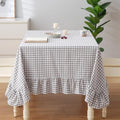 Grey White Gingham Ruffled Table Cloth Rectangular 70"x52" by KMASANIJI