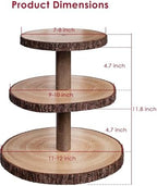 Wood Cupcake Stand, 3 Tier Cupcake Tower, Large Rustic Cake Display Holder - Image 3