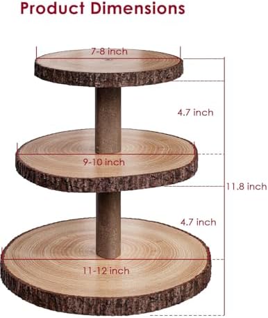 Wood Cupcake Stand, 3 Tier Cupcake Tower, Large Rustic Cake Display Holder - Image 3