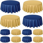 Buryeah 12 Pcs Navy Blue and Gold Round Plastic Tablecloth 84 Inch by Buryeah