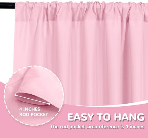 MEETSKY Pink Backdrop Curtains,Birthday Backdrop Drapes,5ft x 7ft,2 Panels - Image 3