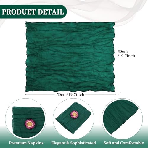 fani 60 Pack Gauze Cheesecloth Napkins, 20 x 20 in, Emerald Green - Image 2