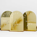 Gold Mirror Arch Wedding Table Numbers 1-25 with Stands, 5x7 Inch Acrylic Arch Sign with Holder, Gold Mirror Arched Acrylic Table Numbers for Wedding Reception(1-25, 5"x7") by JINMURY