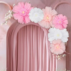 Giegxin 6 Pcs 31.5" 24" Giant Pink White Paper Flower Little Princess Decor by Giegxin