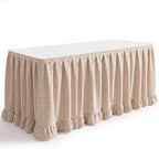 Flutesan 14 ft Brown Gingham Table Skirt for Rectangle Tables by Flutesan