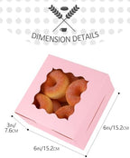 qiqee Pink Bakery Box with Window 100packs 6x6x3 Pink Cookie Boxes Pastry Box for Wedding Favor Birthday ＆ Party - Image 5