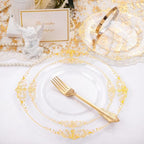 Nervure 175Pcs Clear Gold Plates, Disposable Party Plates for 25 Guests - Image 2