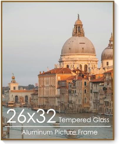 26x32 Metal Picture Frame, Aluminum Poster Frame with Real Glass, Bronze by FLYJOE