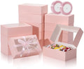COTOPHER 30Pcs Cookie Boxes with Ribbons, 9x6x3 Inch Pink Bakery Boxes by COTOPHER