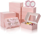 COTOPHER 30Pcs Cookie Boxes with Ribbons, 9x6x3 Inch Pink Bakery Boxes by COTOPHER