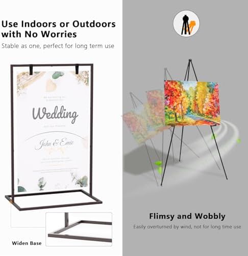 50H" Wedding Welcome Sign Stand with 8 Pair Satin Ribbon & 2 Leather Strap - Image 6