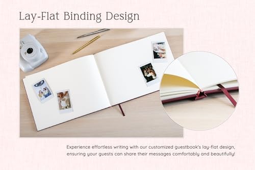Personalized Foil Wedding Guest Book - 11.5 x 8.5 Custom Wine Colored Guestbook with Customizable First Last Name Date Cover, Hardcover Photo Book for Sign in at Reception Baby Bridal Shower Party - Image 5