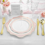 realluck 100Pcs White & Pink Plastic Plates for 50 Guests - Image 6