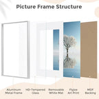FLYJOE 18x24 Metal Picture Frame For Wall With Mat For 16x20, 18''x24'' Aluminum Photo Frames With Tempered Glass, Minimalist Modern Poster Frame Horizontal And Vertical Formats, Silver - Image 5