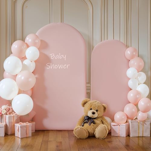 Pink Arch Cover 2 Set - 7.2 and 6ft Pink Arch Backdrop Cover Spandex Wedding Arch Stand Covers for Birthday Party Baby Shower Girls Bridal Shower Photo Balloon Arch Covers Stretchy Backdrop Background - Image 3