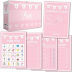 Party Hearty Baby Shower 5 Game Pack, Premium Thick Cardstock - Pink by PartyHearty