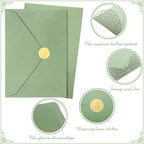 100 Set 5 x 7 Laser Cut Wedding Invitations, Sage Green - Image 3