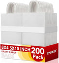XPCARE White Paper Bags with Handles, 200Pcs 8x4.5x10In Kraft Paper Bag by XPCARE