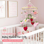 Strawberry Baby Crib Mobile for Girls Pink Bow Nursery Decor - Image 6