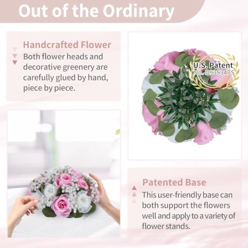 NUPTIO Flower Balls for Table Centerpieces: White & Pink Artificial Flowers - Image 5