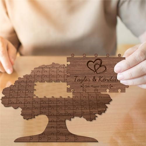 Personalized Family Tree Wedding Guest Book Alternative Custom Puzzle Wedding Guestbook Decor Rustic Wedding Decorations for Reception Tree of Life Wood Guest Book for Baby Shower Anniversary - Image 7