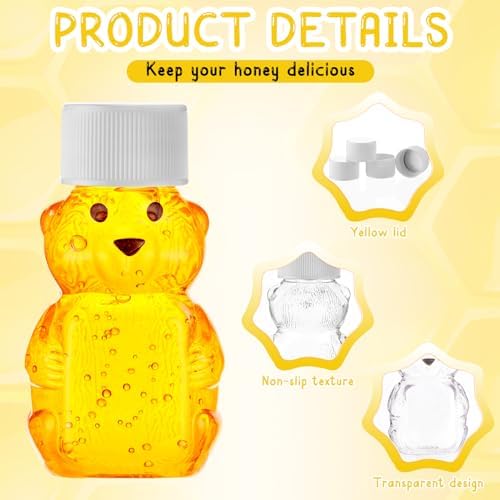 Patelai 96 Pcs 2 oz Plastic Honey Bear Bottle Bear Shape Clear Jar, White - Image 3