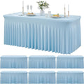 6 Pack Spandex Baby Blue Table Clothes for 6 Foot Rectangle Tables, Wrinkle Free Fitted Tablecloths 6ft Stretchy Table Cloths Skirt for Parties Weddings Birthday Banquet Baby Shower by Htper