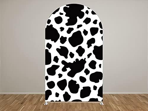 Cow Arch Backdrop Covers Farm Theme Party Chiara Backdrops Arched Stretchy Background for Birthday Parties Decoration Baby Shower Kids Photo Booth Double-Sided Arched Props GX-247-2.5x6ft - Image 2