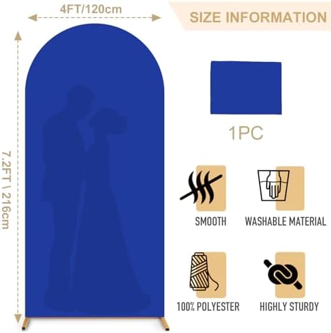 7.2FT Arch Backdrop Cover Royal Blue Spandex Arch Cover Chiara Round Top Arch Cover Backdrop Fabric for Wedding Ceremony Metal Arch Backdrop Stand Cover for Birthday Baby Shower Decorative Supply - Image 2