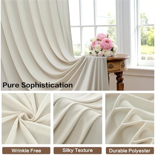 10ft×15ft Beige Backdrop Curtain for Wedding Parties - Image 3