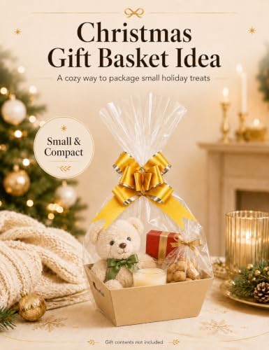 12 Pack Baskets for Gifts Empty, 10 x 7” Thick Kraft Trays with Bags & Bows - Image 6