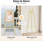 2pcs Wedding Welcome Sign Holder Portable Easel Display Stand for Poster Gold Metal Party Sign Stand Background Decor Tall Floor Easel Frame for Photo Reception Board Birthday Baby Bridal Shower Graduation (46.5''H) - Image 4