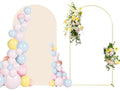 7.2FT Wedding Arch Backdrop Stand and Beige Arch Cover, Beige Spandex Fitted Backdrop Cover and Gold Wedding Arch Frame for Birthday Party Wedding Ceremony Bridal Baby Shower, Parties Decoration. by SPRITEDISPLAY