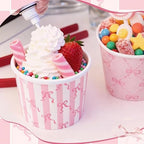 Roshtia 60 Pack Pink Bow Ice Cream Cups, 16 oz Disposable Cute Bowknot Paper Bowls with Lids, Pink Bow Dessert Bowl Snack Cup for Hot or Cold Baby Shower Birthday Mothers Day Tea Party Favor Supplies - Image 5