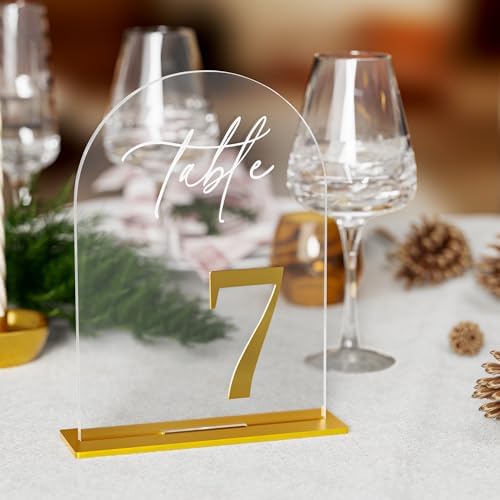 Arch Wedding Table Numbers 1-10 with Stands - 5.5x7 Inch, Clear - Image 5