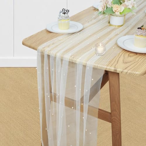 Pearl Table Runner Tulle Gauze Sheer Wedding Party Home Decor - Image 5